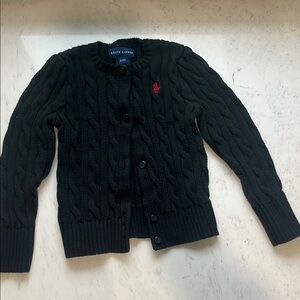 Ralph Lauren Black Cable Knit Cardigan Size 2/2T